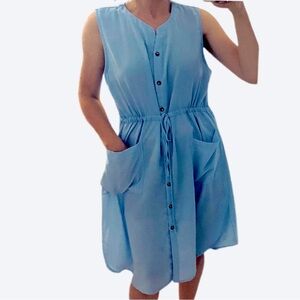 Lightweight Sleeveless Light Blue Button-Down Dress / cover-up Size 2XL